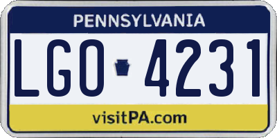 PA license plate LGO4231
