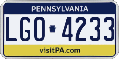 PA license plate LGO4233