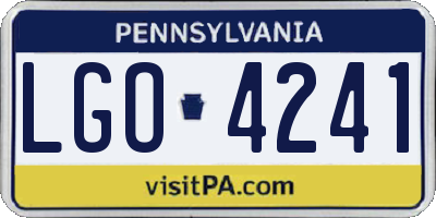 PA license plate LGO4241