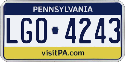 PA license plate LGO4243