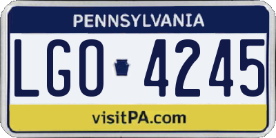 PA license plate LGO4245