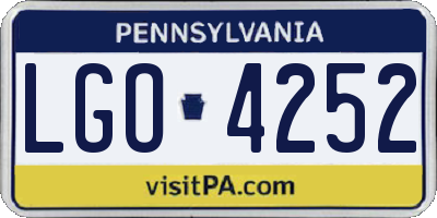 PA license plate LGO4252