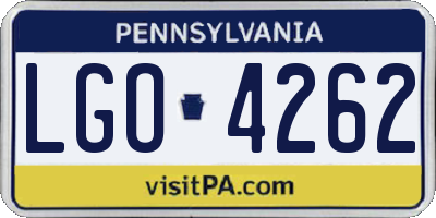 PA license plate LGO4262