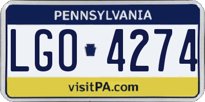 PA license plate LGO4274