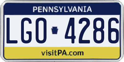 PA license plate LGO4286