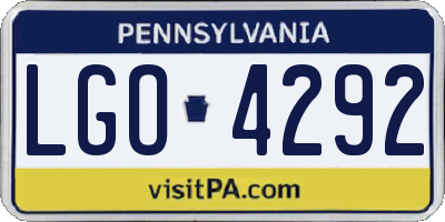 PA license plate LGO4292