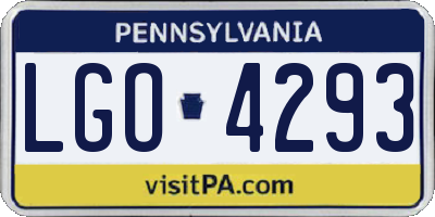 PA license plate LGO4293