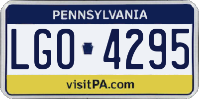 PA license plate LGO4295