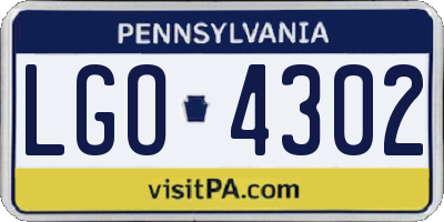 PA license plate LGO4302