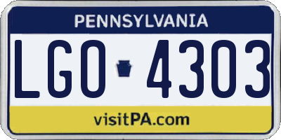 PA license plate LGO4303