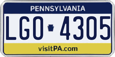 PA license plate LGO4305