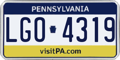PA license plate LGO4319