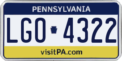 PA license plate LGO4322