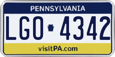 PA license plate LGO4342