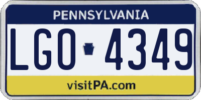 PA license plate LGO4349