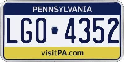 PA license plate LGO4352
