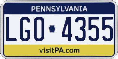 PA license plate LGO4355