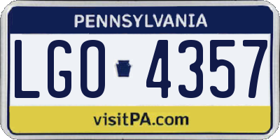 PA license plate LGO4357
