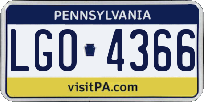 PA license plate LGO4366