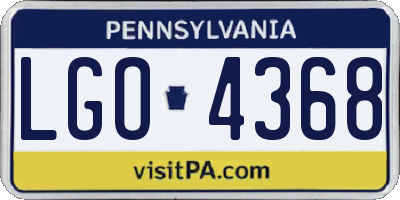 PA license plate LGO4368