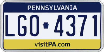PA license plate LGO4371