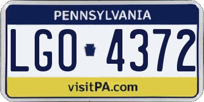 PA license plate LGO4372
