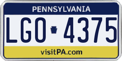 PA license plate LGO4375