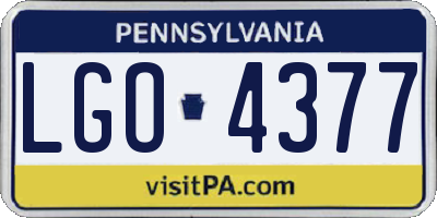 PA license plate LGO4377