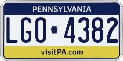 PA license plate LGO4382