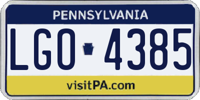 PA license plate LGO4385