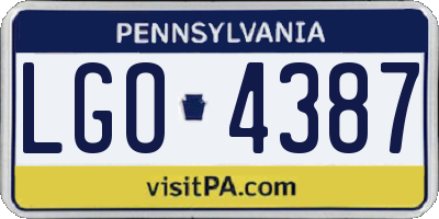 PA license plate LGO4387