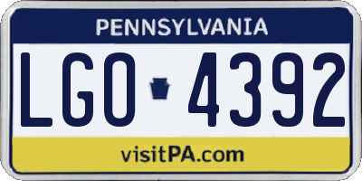 PA license plate LGO4392
