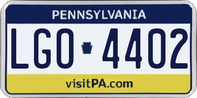 PA license plate LGO4402