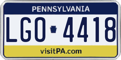 PA license plate LGO4418
