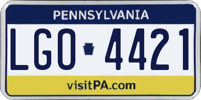 PA license plate LGO4421