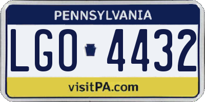 PA license plate LGO4432
