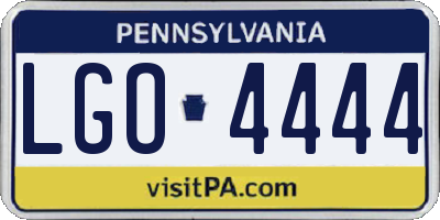 PA license plate LGO4444