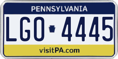 PA license plate LGO4445