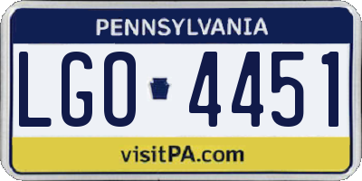 PA license plate LGO4451