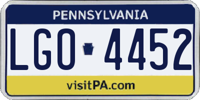 PA license plate LGO4452