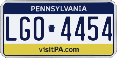 PA license plate LGO4454
