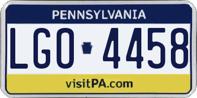 PA license plate LGO4458