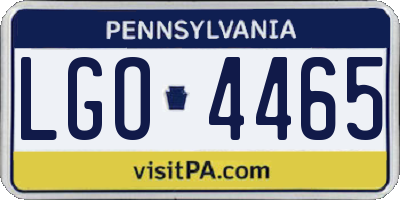 PA license plate LGO4465