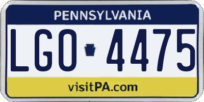 PA license plate LGO4475