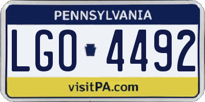 PA license plate LGO4492