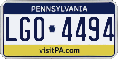PA license plate LGO4494