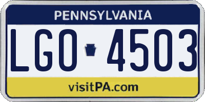 PA license plate LGO4503