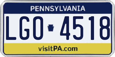 PA license plate LGO4518
