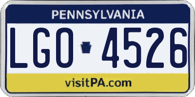 PA license plate LGO4526