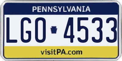 PA license plate LGO4533